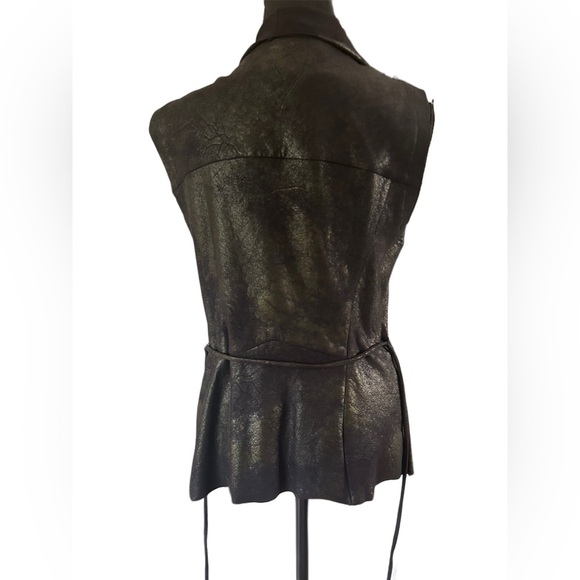 Zara Metallic Black Faix Leather Sleeveless Vest , Size M - Picture 5 of 5